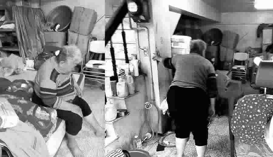 她有高血壓有心臟病，她只有每天中午來用餐，她每天中午都是第一位騎著緩慢的電動車抵達教會，她是75歲的阿美姊。