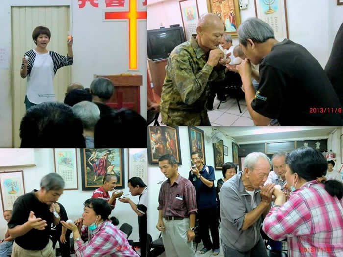 謝謝明津傳道跟小淇姊妹今天傍晚到台南恩友來帶大家(街友)唱詩歌和分享福音，還一起玩了小遊戲。